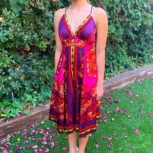 Flowy, patterned upscale dress, Size 2.